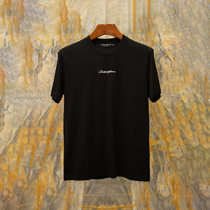 dolce & gabbana embroidered signature cotton short sleeve t-shirt